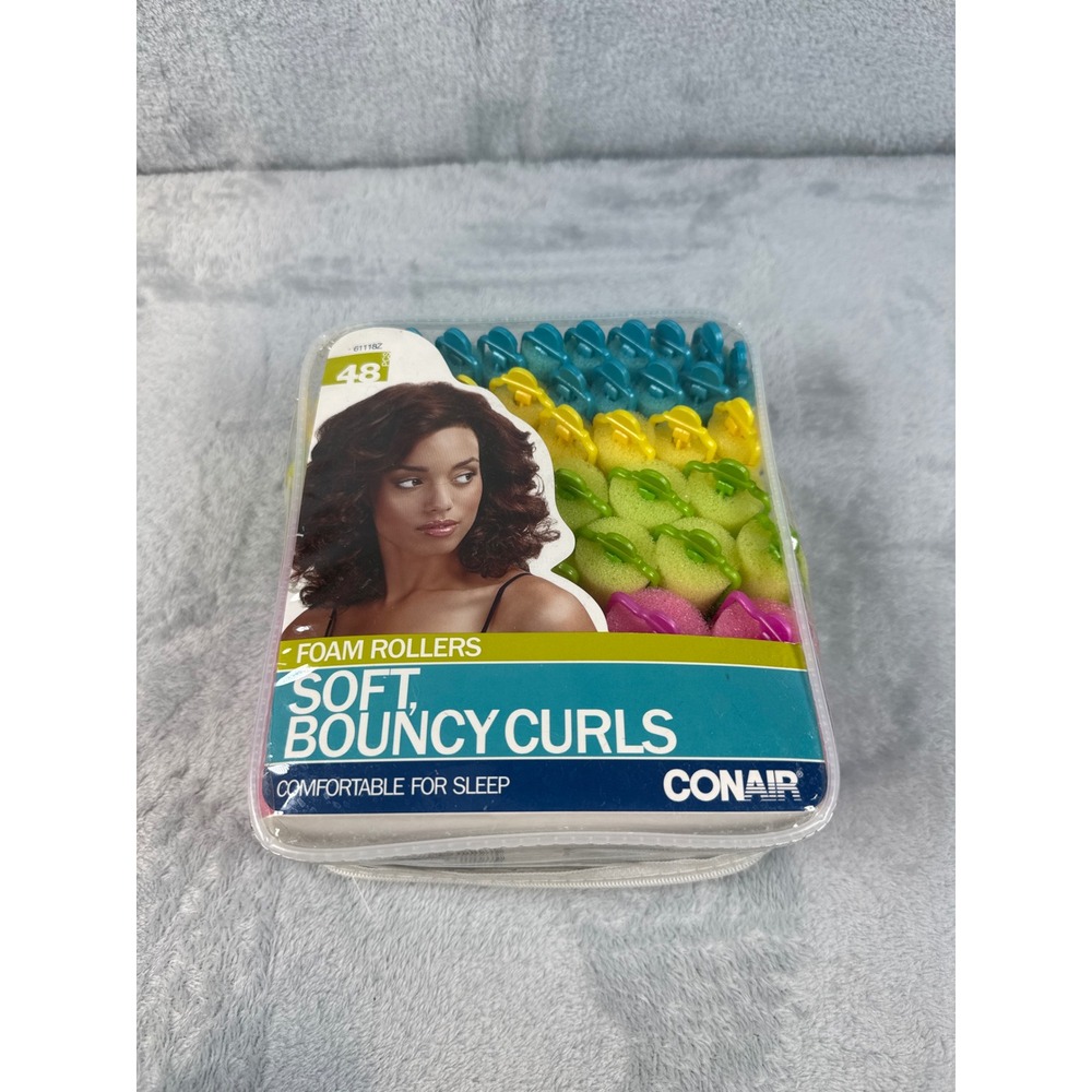 Conair 48 Piece Soft Bouncy Curls Foam Hair Rollers Set Multicolor NEW Flaw